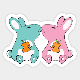 Happy Twin Bunnies Sticker